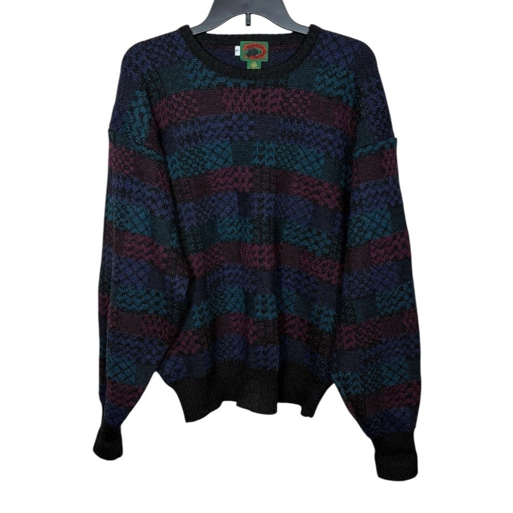Vintage Boston Traders 100% Wool Plaid Men's Crewneck Sweater Size‎ L